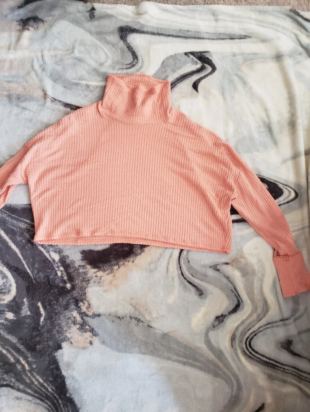 Wild fable Ribbed Mock Neck Crop Top Knit Orange L - Picture 4 of 8